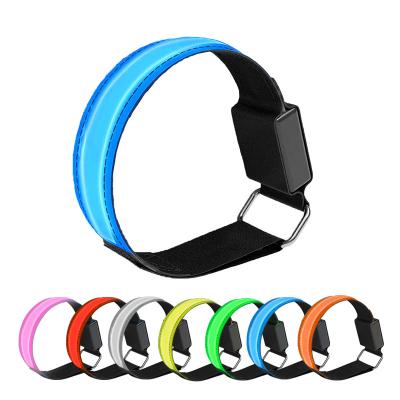 China High Visible Safety Sports Jogging Slap Battery Wristband USB Light Glowing Rechargeable Armband Led Arm Band for sale