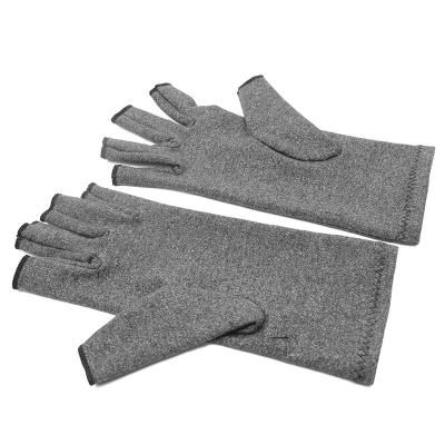 China Custom Gray Copper Fiber Fingerless Computer Support Pain Relief Arthritis Compression Typing Gloves Personal Care for sale