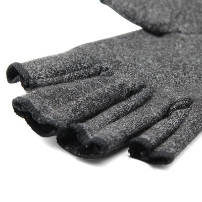 China Wholesale Personal Care Half Finger Gray Durable Copper Fiber Gloves Compression Anti-Slip Arthritis Gloves for sale