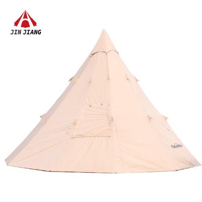 China Extended Type 4m Canvas 3-4 Person Family Pyramid Teepee Tent Customizable Outdoor Camping Indian Teepee Tent for sale