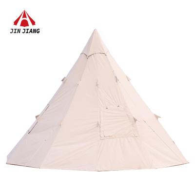 China Customizable Large Outdoor Pyramid Teepee Waterproof Indian 3-4 Person Teepee Tent Extended Type Camping Tent for sale