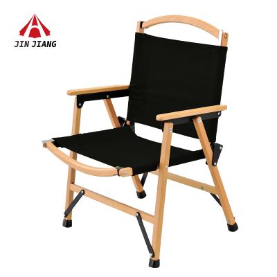 China JINJIANG Modern Outdoor Folding Kermit Wooden Camping Beach Chair 66cm*47.5cm*54cm for sale