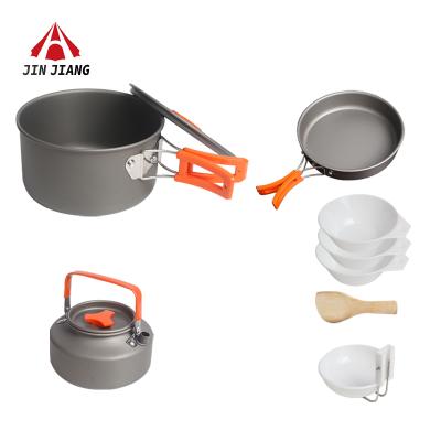 China Lightweight And Easy To Carry Customized Mountaineering Light Weight Aluminum Alloy Camping Cookware Outdoor Rise Sets for sale