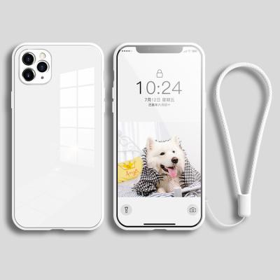 China High Quality Portable Shockproof Lanyard Phone Case Tempered Glass Phone Case For Iphone11/12/13/pro/pro max for sale