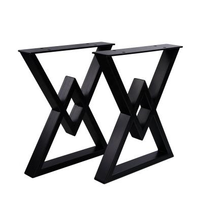 China Factory Price Wholesale Modern Black Powder Coating X Shaped Modern Dining Table Legs Metal Table Legs Custom Steel Frame for sale