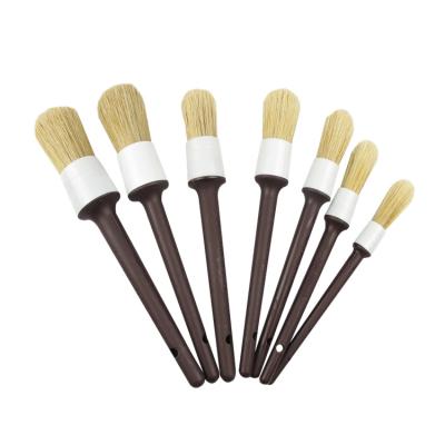 China Universal Round Head Natural Boar Decorating Tool Paint Brush Stiffeners DIY Painting Waxing Tool Kit For Chalk Painting Projects for sale