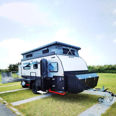 China Offroad Caravan Pop Top 15ft Travel Trailer 4person Camper Caravan With Fridge for sale