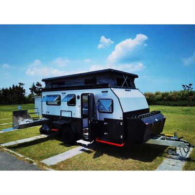 China Popular Customized Travel Trailer 4 Occupant Camper Trailer Caravan With Off Road Tires for sale