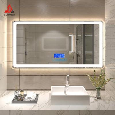 China Modern Rectangular Bright Magnifying LED Bathroom Mirror Touch Sensor Smart Bath Mirror LED Light Backlit Strip for sale