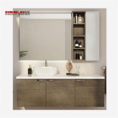 China Shangju San Jose Modern Multifunctional Countertop Double Sink Bathroom Vanity Cabinets Set Modern With for sale