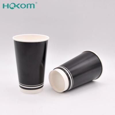 China 2022 Eco-Friendly Products Recyclable Black And White Disposable Coffee Paper Cup Hot Double Walled Coffee Cup With Lid for sale