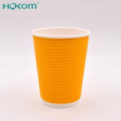 China Hot Sales Recyclable Ripple Double Wall Coffee Cups Disposable Paper Cup Coffee for sale