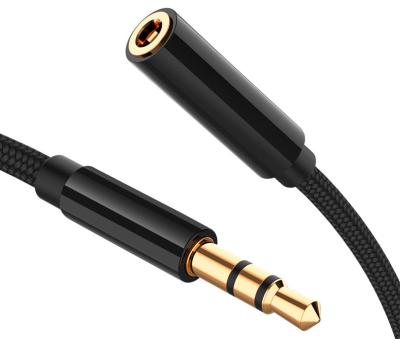 China Car 3.5mm Jack Braided Male to aux audio extension cable. female car 0.2m 0.5m 1m 1.2m 1.8m 2m 3m for sale