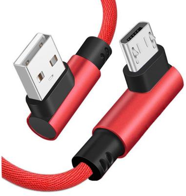 China For Android For Cell Phones/Tablets Customize Logo 1ft 3ft 6ft 10ft 90 Degree Data Elbow Braided Charging Micro USB Cable for sale