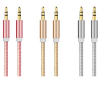 China Car customized aux audio cable. 0.2m 0.5m 1m 1.2m 1.8m 2m 3m car 3.5mm braided for earphone mobile phone for sale