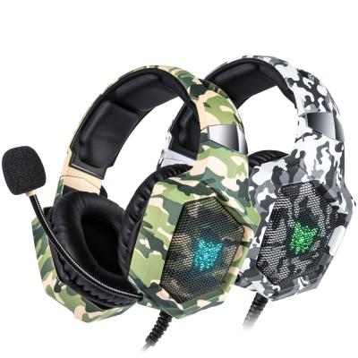 China ONIKUMA K8 Headband Camouflage PS5 Gaming Headphones Wired Headset Gamer Stereo Gaming Earphone With MIC LED Light For Xbox One/Switch for sale