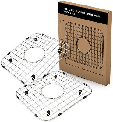 China Without Faucet Kitchen Sink Grid Protectors Base Stainless Steel With Back Drain Hole for sale