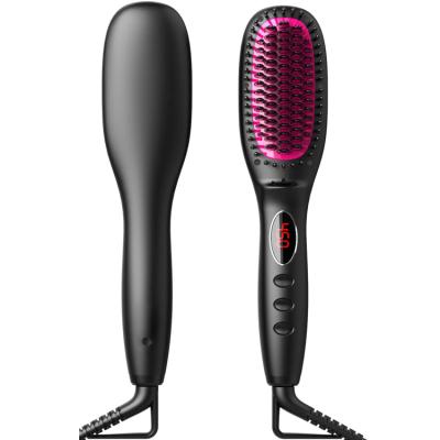 China Compact Black Electric Ceramic Ionic Hair Straightener Brush for sale