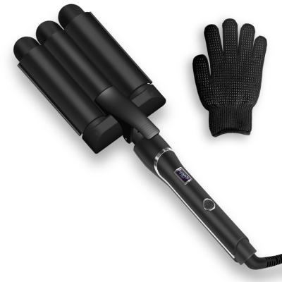 China Hair Curling Iron 3 Barrel Magic Wand Curling Iron Triple Wand Hair Hesitate Curler Iron Dual Voltage for sale