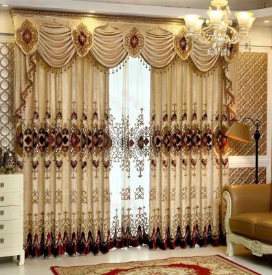 China Blackout wholesale European style embroidery window curtain ready made luxury curtains for living room for sale