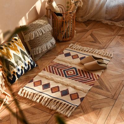 China Stain Resistant North Mats Carpets Rectangle Woven Door Cotton Blankets Living Room Canvas Machine Washable Carpets Europe Contracted for sale