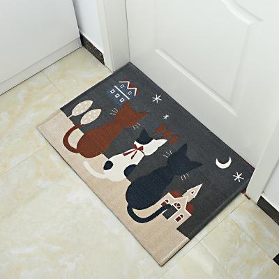 China Amazon Supplier 45*70cm Polyester Anti Slip Sublimation Mat Washable Luxury Thick Luxury Cartoon Printed Door Mats For Home Kitchen for sale