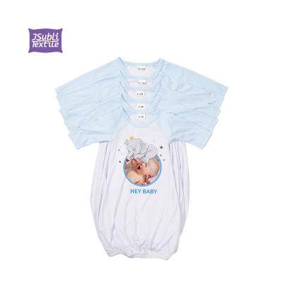 China 100% Polyester Sublimation Wholesale Custom Light Blue Blank Sizes Print Baby Nightgown Various Long Sleeve Baby Boy Raglan Rompers for sale