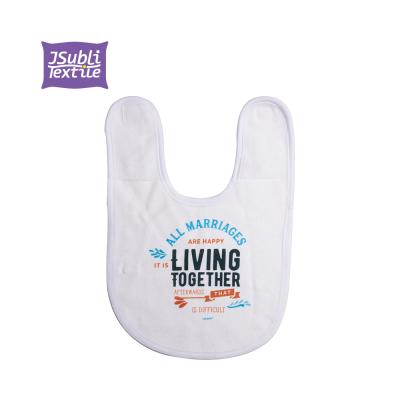 China Personzed Washable White Sublimation Textile JSubli Polyester Fleece Blank Baby Bib 23*33cm for sale