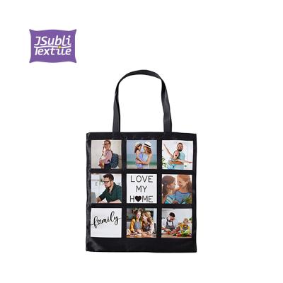 China JSubli Eco-friendly Textile Polyester Wholesale Style Sublimation Printed Blank 9 Photo Panel Customized Tote Bag for sale