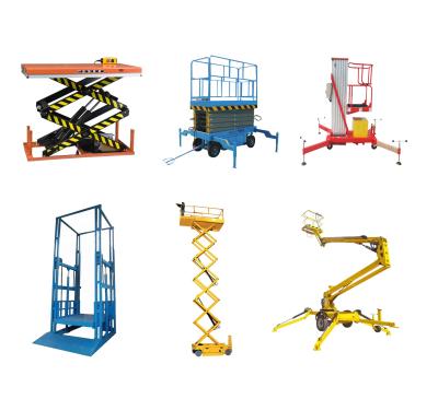 China Various Boom Proof Clamp Aerial Work Lift Custom Hydraulic Electric Platform Cargo Portable Lift Manlift for sale