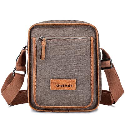 China Waterproof Wholesale Custom For Man Leather Canvas Bag Shoulder Bag Sling Bag Cross - Body for sale