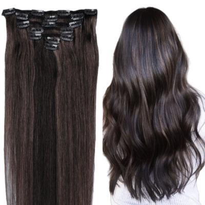 China Durable Silky Straight Virgin Brazilian Clip In Hair Extension 100% Remy Hair Extension 120G 160G 180G Thick Double Drawn Clip In Extension for sale