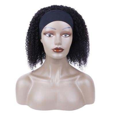 China Hot Selling Machine Made Afro Virgin Curly Hair Wigs Glueless Brazilian Curly Headband Wigs For Black Women Perruqe for sale