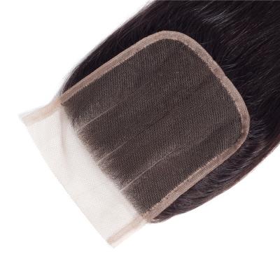 China Human Body Wave 4X4 Lace Up Closure 100% Natural Black Brazilian Straight Color Virgin Cuticle Aligned Hair for sale