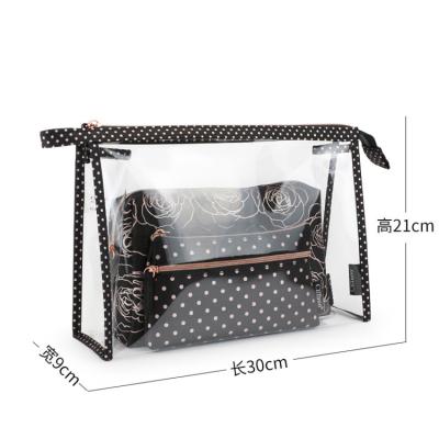 China New Original Reusable and Polyester Fashion Dots Cute Hanging Sublimation Rose Toiletry Cosmetic Bag for sale