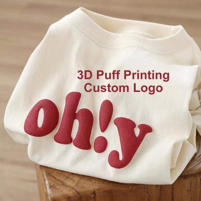 China 2022 hot sale Anti-wrinkle 3d foam printing t-shirts cotton heavyweight men's 3d logo oversize custom 100% puff print t-shirt for sale