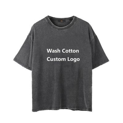 China Anti-Wrinkle Custom Digital DTG Printing Drop Shoulder Sleeve Women Men Women Heavy Acid Wash Vintage Cotton Plus Size Tee T Shirt For Men for sale