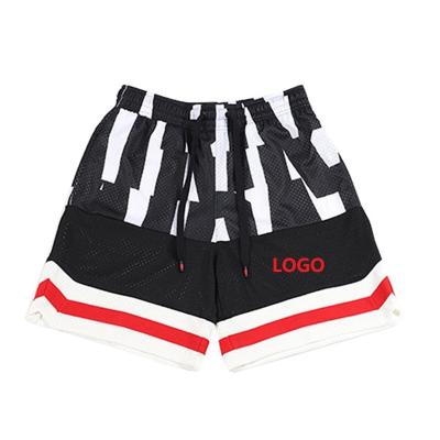 China Custom Sublimation De Hombre Fashion Patchwork Basketball Polyester 5 Inch Breathable QUICK DRY Mesh Shorts For Summer for sale