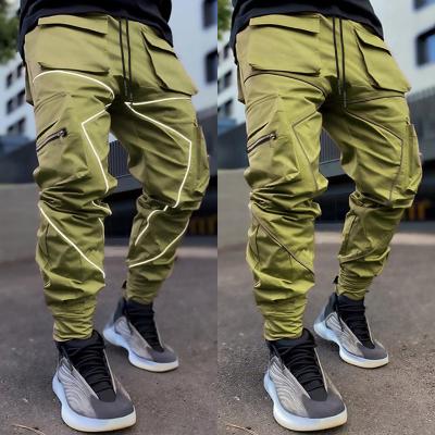 China Wholesale Custom QUICK DRY Polyester Mens Streetwear Cargo Trotter Reflective Sports Sweatpants Pants For Men for sale