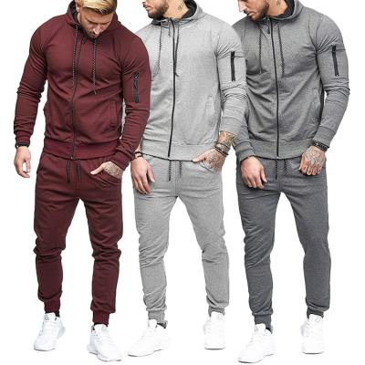 China Breathable Wholesale Custom Mens Brand White Adult Solid 2 Pieces Teams Jogger Fitness Tracksuits Set for sale