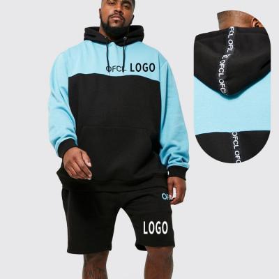 China Autumn Color Block Breathable Custom Men's Oversized Plain Hoodie And Shorts Set Shorts Jogging Tracksuit Sports Sweatsuit for sale