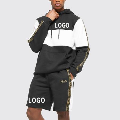 China Breathable Custom Print Autumn Tracksuit Color Block Men Hoodie And Shorts Set Jogging Sweat Suit For Men Custom for sale