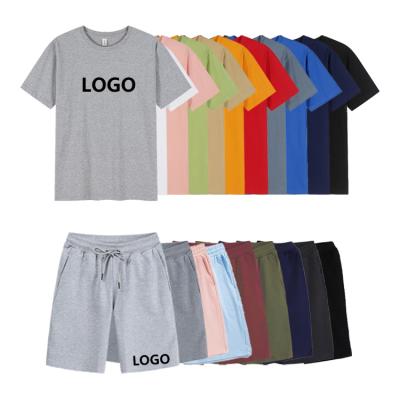 China Summer Breathable High Quality Cotton Mens Shorts And Jogger Custom Logo T-Shirt Sets Mens 2 Pieces Set Shorts Set For Men for sale