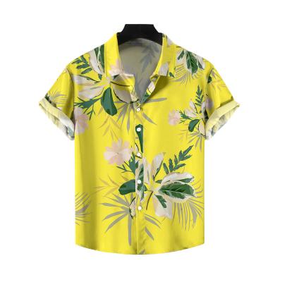 China Custom Summer Anti Pilling All Over Digital Printed Hombre Oversized Mens Beach Hawaiian Floral Shirts For Beach Vacation for sale