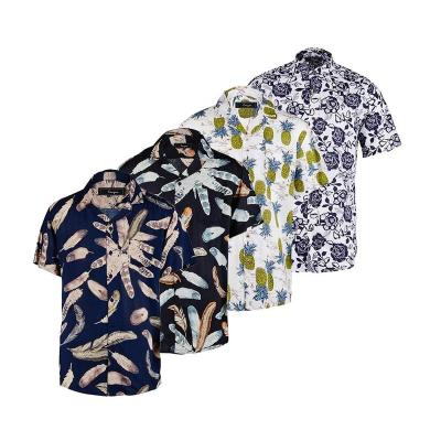 China Anti-pilling Fashion Custom Full Digital Printing Quick Dry Polyester Short Sleeve Masculine Hawaiian Floral Shirt For Men for sale