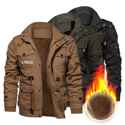 China Viable Wholesale Custom Made Thick Fleece Hoodies Winter Mens Cotton Outdoor Cargo Jackets For Male for sale