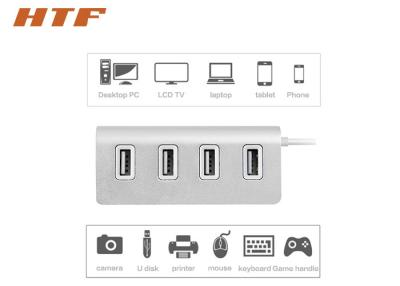 China Tragbare USB-Vieröffnungennabe 2,0, Universal-USB-Reise-Ladegerät-Silber-Aluminium-Material zu verkaufen