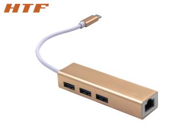 China Hub Type C USB-C to 3-Port USB 3.0 Hub RJ45 Gigabit Ethernet LAN Network Adapter for sale