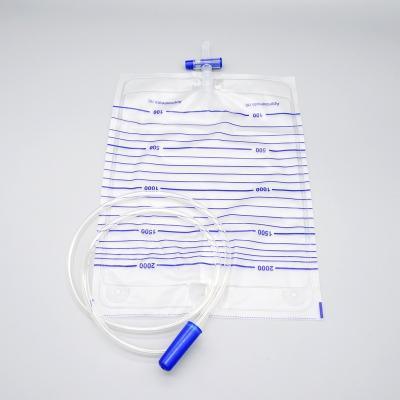 China ISO 2000ml PVC TUV pull push urine bag with exhaust valve for adult for sale