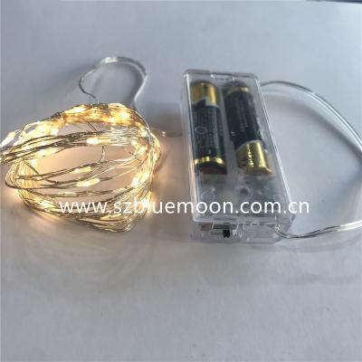 China Christmas Decoration 2AA Indoor Outdoor BATTERY OPERATED TIMER WITH 6H ON 18H OFF SILVER WIRE FAIRY LED STRING LIGHT for sale